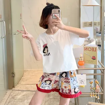 Japonijos Anime Pižama Kiki Pristatymo Paslaugos Trumpas Marškinėliai Ir Šortai Moterims Pyjama Vasaros Pižamą Homewear Mergaičių Kostiumai Harajuku