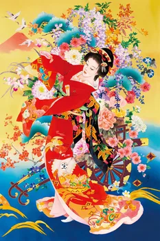 Japonų kimono lady klasikinį Meną Rankdarbiams 14CT Drobės), jei panaudoto nemarginto Rankų darbo Siuvinėjimas Kryželiu 