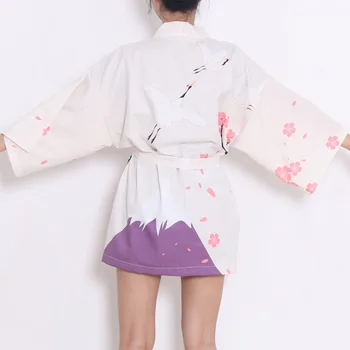 Japonų Stiliaus Kimono Vyšnių Krano Spausdinti Moterų Megztinis Atsitiktinis Marškinėliai Yukata Merginos Haori Kimono Samurajus Tradicinių Azijos Drabužiai