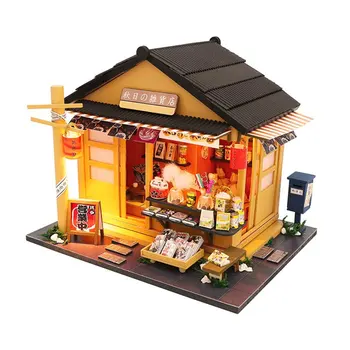 Japonų Stiliaus Parduotuvės 3D Medinių Lėlių Miniaturas su Baldai 