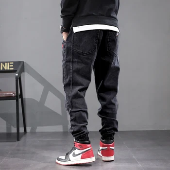 Japonų Stilius Derliaus Vyrams, Džinsai Spliced Dizaineris Krovinių Kelnės Haremo Džinsai Streetwear Mados Hip-Hop Jogger Džinsai Vyrams Dydis 28-42