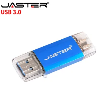 JASTER C Tipo USB 3.0 Flash Drive, 128GB OTG Pen Ratai 2 in 1 tipas-c USB 3.0 Pendrive 16GB 32GB 64GB Flash Atminties kortelė