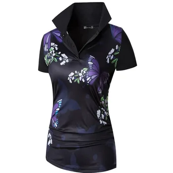 Jeansian Azijos Stiliaus Moterų Atsitiktinis Trumpas Rankovės Marškinėliai Tee Gėlių Spausdinti Polo Marškinėliai Marškinėlius Golf Polo Teniso Badmintono SWT311