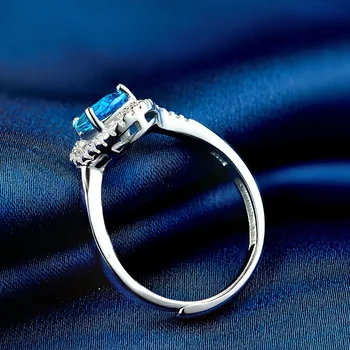 Jellystory klasikinis 925 Sterlingas Sidabro Žiedas su 5*7mm vandens lašo formos safyras reguliuojamas Žiedas Papuošalai Moterų Vestuvių Dovana