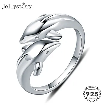 Jellystory Prabangus Žiedas s925 Sterlingas Sidabro Papuošalai Moterims Delfinų Formos Atidaryti Žiedai, Vestuvių Dalyvavimo Šalies Dovanų Didmeninės