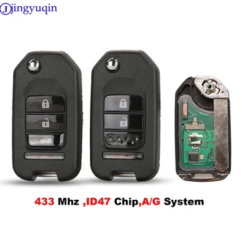 Jingyuqin 433Mhz ID47 Chip A/G, Sistemos 3/4 Mygtukų Nuotolinio Automobilio Raktas Honda GREIZ Civic Miesto XRV Vezel Visiškai Key