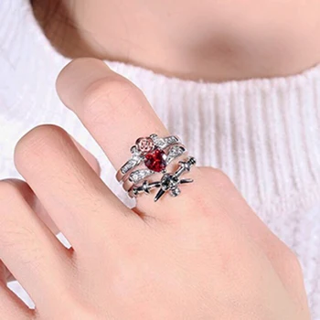 Jinzeyi žavesio žiedai, skirta moterų širdies formos kristalų gothic Punk kaukolė durklas Rose Cirkonis juvelyriniai dirbiniai Punk mados žiedai mergina dovana