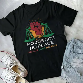 Jokio Teisingumo Nėra Taikos Blm Juoda Gyvena Klausimas Marškinėliai
