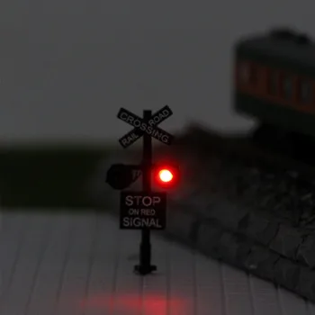 JTD1507RP 1 set/6 komplektai N Masto 3cm Geležinkelio Kirtimo Signalus 1:150 šviesoforo 2 galvutės, LED padarė + plokštė flasher