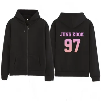 Jungkook Unisex bliuzono kpop jung kook hoodies 97 palaidinukė meilė sau KPOP palaidinukė XL atsitiktinis harajuku kpopZip hoodie