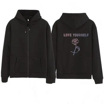 Jungkook Unisex bliuzono kpop jung kook hoodies 97 palaidinukė meilė sau KPOP palaidinukė XL atsitiktinis harajuku kpopZip hoodie