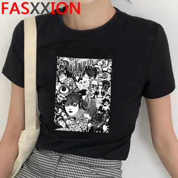 Junji Ito T-Shirt Vyrai Unisex Anime Ir Animacinių Filmų Dizaino Vyrai Tee Marškinėliai Homme Vasaros Viršūnes Trumpas Rankovės Siaubo Madinga Vintage Stiliaus Marškinėlius
