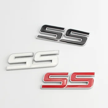 Juoda / Raudona/ Balta SS Logotipas, Automobilių Ženklelis Sparnas Kamieno Emblema Lipdukai Chevy Camaro SS Impala Kobalto