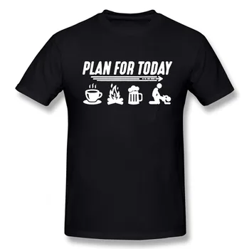 Juokinga T-shirt Planą Šiandien Marškinėlius Kavos Kempingas Alaus Sekso Marškinėliai Vyrams Vasaros Medvilnės trumpomis Rankovėmis Viršūnes Tee