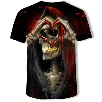 Juokingi marškinėliai kaukolė vyrų 3D didelės raiškos Spausdinti Gatvės hip-hop ' o Marškinėliai atsitiktinis Fitneso marškinėlius vyrų drabužiai Azijos plus-size 6XL