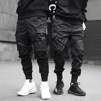 Juostelės Haremas Poilsiu Vyrų Krovinių Kelnės Streetwear 2021 Hip-Hop Atsitiktinis Kišenės Track Pants Vyriškos Harajuku Mados Kelnės