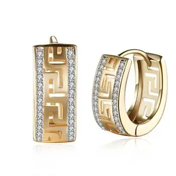 K aukso cirkonis asmeninį Great Wall modelis auskarai su deimantų auskarai moterų champagne gold