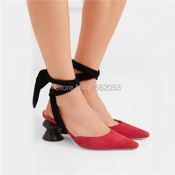 KALMALL Juoda Raudona Vintage Bateliai Keista Sukrauti Aukšti Kulniukai Zapatillas Mujer Nurodė Kojų Čiurnos Dirželis Siurbliai Strappy Sandalai Moterims