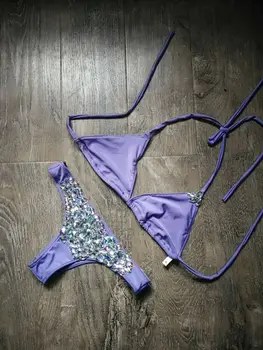 Kalnų krištolas maudymosi kostiumėlį 2017 metų Moteris Naujų seksualių diamond bikini Nustatyti, maudymosi kostiumėliai, prabangos Cukruotos Trikampis maudymosi kostiumėlį