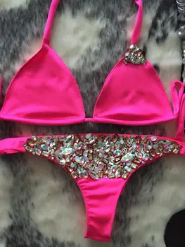 Kalnų krištolas maudymosi kostiumėlį 2017 metų Moteris Naujų seksualių diamond bikini Nustatyti, maudymosi kostiumėliai, prabangos Cukruotos Trikampis maudymosi kostiumėlį