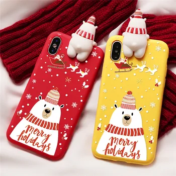 Kalėdų Animacinių filmų Mielas Gyvūnų Atveju iPhone XR Galinį Dangtelį iPhone 12 11 Pro X XS Max 10 6 6S 7 8 Plius 5 5S SE Minkštos TPU Atveju