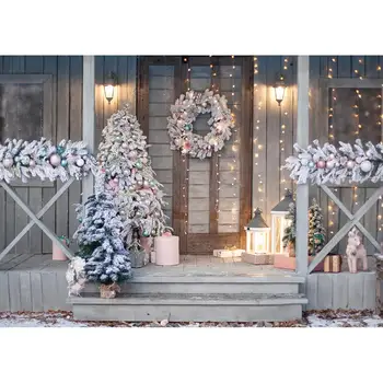 Kalėdų Medis, Mediena, Namas Garliava Duris Šviesos Fone Apdailos Kūdikių Naujagimių Fotografijos Foną, Photocall Foto Studija Prop