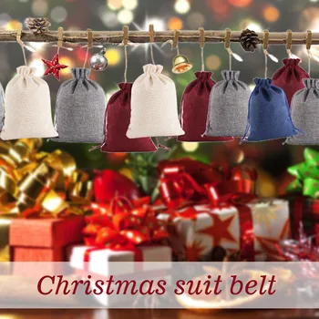 Kalėdų modelis lino saldainių maišelį 1-24 advento kalendorius pluošto burną medvilnės, lino dovanų pakavimo maišelis Kalėdų modelis saldainių maišelį F4