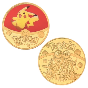 Karikatūros Pokemon Pikachu Auksą, Padengtą Mėgstamiausių Monetos TAKARA Tomy Anime Žaisti Žaidimą Rinkimo Korteles Childer Vaikams, Žaislų, Dovanų