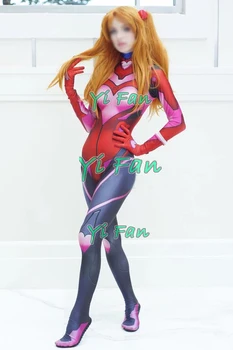 Karšto Pardavimas NAUJŲ Asuka Mergina Cosplay Kostiumų 3D Spausdinimo Spandex Zentai Bodysuit Asuka Helovinas Kostiumas Moteris ping