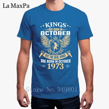 Karšto Parduoti Marškinėlius Vyrams Karaliai Yra Gimęs 1973 M. Spalio Kostiumas T-Shirt Mens Medvilnės Coold Vyrų Marškinėliai Camisa Negra Hombre