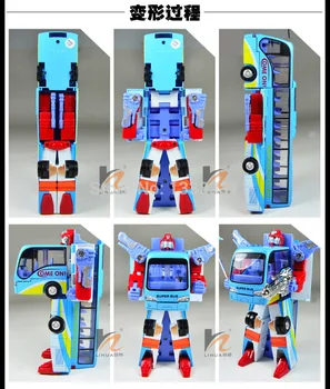 Karšto Parduoti Vakarų Lydinio deformacijos Robotas Žaislas Mokyklos Autobusas Veiksmų Piršto Autobots Žaislas, mėlynos ir raudonos spalvos langelyje.