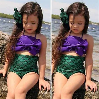 Karšto vaikas Merginos Swimmable Plaukimo Kostiumas Swimsuit Bikini Komplektas 2-14 Metų