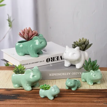 Kawaii Keramikos Vazonas Bulbasaur Sultingi Sodinamoji Mielas Žalia Augalų, Gėlių Vazonas, Su Skyle Cachepot Gėlės