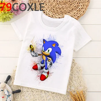 Kawaii Sonic The Hedgehog Marškinėliai Vaikų Vasaros Top Animacinių filmų Berniukų/mergaičių Tshirts Juokingas Anime Sonic Grafinis Vaikiški marškinėliai už Chilrenn