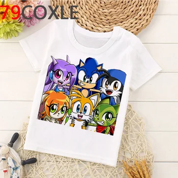Kawaii Sonic The Hedgehog Marškinėliai Vaikų Vasaros Top Animacinių filmų Berniukų/mergaičių Tshirts Juokingas Anime Sonic Grafinis Vaikiški marškinėliai už Chilrenn