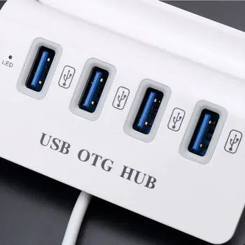Kebidu 4 Port Micro USB Hub Didelės Spartos OTG Hub Multi USB3. 0 Splitter 