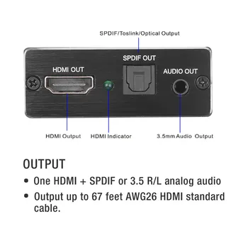 Kebidu Mini Splitter su Optinis TOSLINK SPDIF+3,5 mm Stereo Audio Extractor Konverteris Audio Splitter HDMI suderinamus Splitter