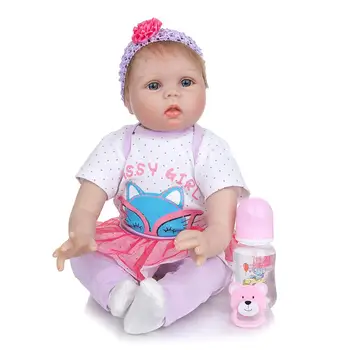 KEIUMI Naują Atvykimo 22 Colių Minkšto Silikono Reborn Baby Girl Lėlės 55 cm Tikroviška Baby Doll Su Pluoštas Plaukų Vaikų Dienos Dovana Žaislas