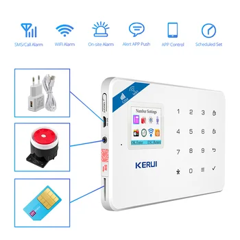 KERUI W18 Wifi, GSM IOS/Android APP Kontrolės Signalizacijos Sistema, LCD GSM SMS Belaidžio Namų Saugumo Judesio Aptikimo Signalizacijos Komplektas