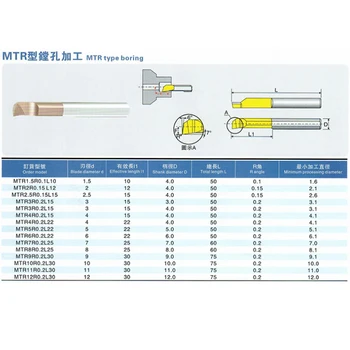 Kieto Karbido Gręžimo Cutter MTR MTR2 R0.15 L10 MTR3 R0.2 L15 MTR4 R0.2 L15 mažas įtaisyti gręžtinių angų skersmuo įrankiai CNC Peilis