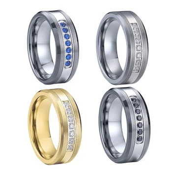 Klasikinis akmenys cz deimantų vestuvių juostoje pora žiedai vyrams ir moterims 8mm MEILĖS Sąjungas volframo karbido žiedas Didmeninės