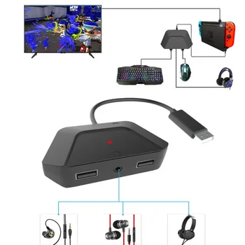 Klaviatūros ir Pelės Konverteris Adapteris 3,5 mm audio jungtis Balso Funkcija Nintendo Jungiklis / PS4 / Xbox Vienas / PS3 / Xbox 360
