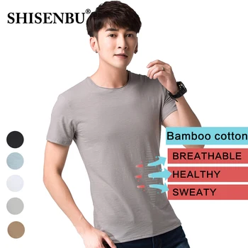 Kokybės bambuko Medvilnės marškinėliai vyrams vasaros vientisos spalvos marškinėlius žmogus įgulos kaklo trumpomis rankovėmis mėlyna balta juoda atsitiktinis pagrindinio streetswear