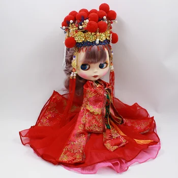 Komplektai Blyth lėlės Kinijos Nuotakos apranga, įskaitant karūną kostiumas 1/6 azone BJD ledinis dbs