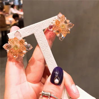Korėjos Geometrinis Lašas Auskarai Moterims Bijoux Nereguliarus Kristalų Gėlių Lašas Auskarai Pareiškimą, Auskarai Papuošalai, Dovanos