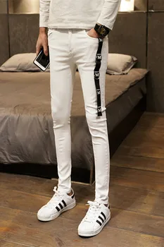 Korėjos Liesas Džinsus Vyrų Mados 2020 M. Pavasarį Slim Fit Paprasto Vyrai Džinsai Atsitiktinis Paprasta Visų Rungtynių Streetwear Džinsinio Audinio Kelnės Vyrams 34-28