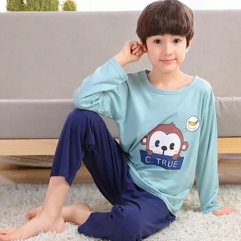 Korėjos Pijama Infantil Paaugliams, Paauglys, Berniukų Pižama Nustatyti Medvilnės, Rudenį, Žiemą, Mokykla, Vaikų Pižama Sleepwear naktiniai drabužiai