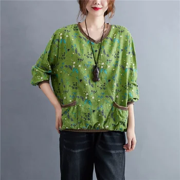 Korėjos stiliaus medvilnės plius dydis derliaus rudenį atsitiktinis palaidų tee marškinėliai moterims t-shirt ponios marškinėlius drabužius 2021 viršūnes streetwear