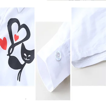 Korėjos Stiliaus Vaikai Mados Marškinėliai už nepilnametės Animaciją Kačių Spausdinti Marškinėliai Vaikams Mokyklos Mergina Palaidinė Blusas Amžiaus 4 13 Y