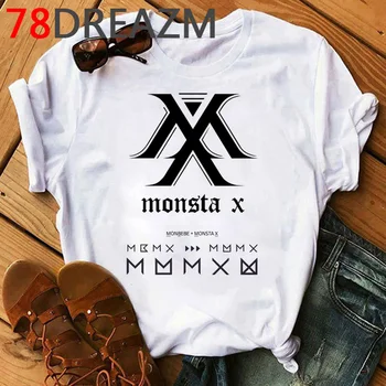 Kpop Monsta X Topai Marškinėliai Moterims korėjos Drabužių Naujas Vasaros Top Plius Dydis Grunge K-pop Unisex Kawaii Grafinis T-shirt Moteris